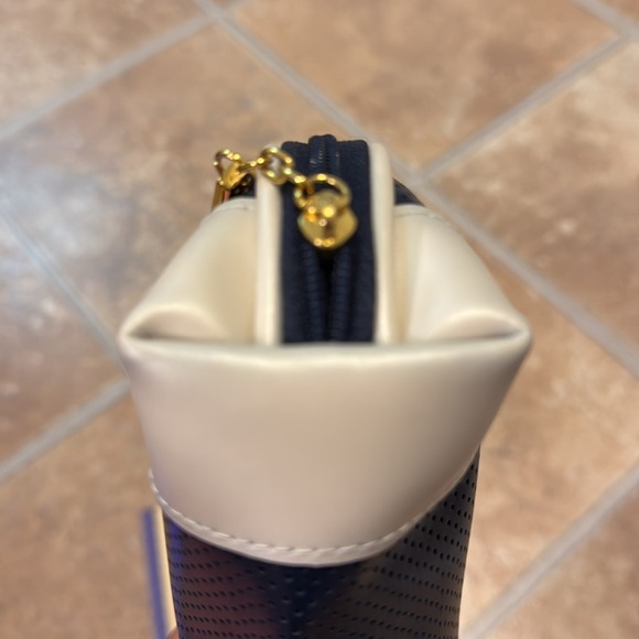 Guerlain Paris Cosmetic Make-up Skincare Bag Travel Pouch Navy Blue White Vinyl - Picture 13 of 14